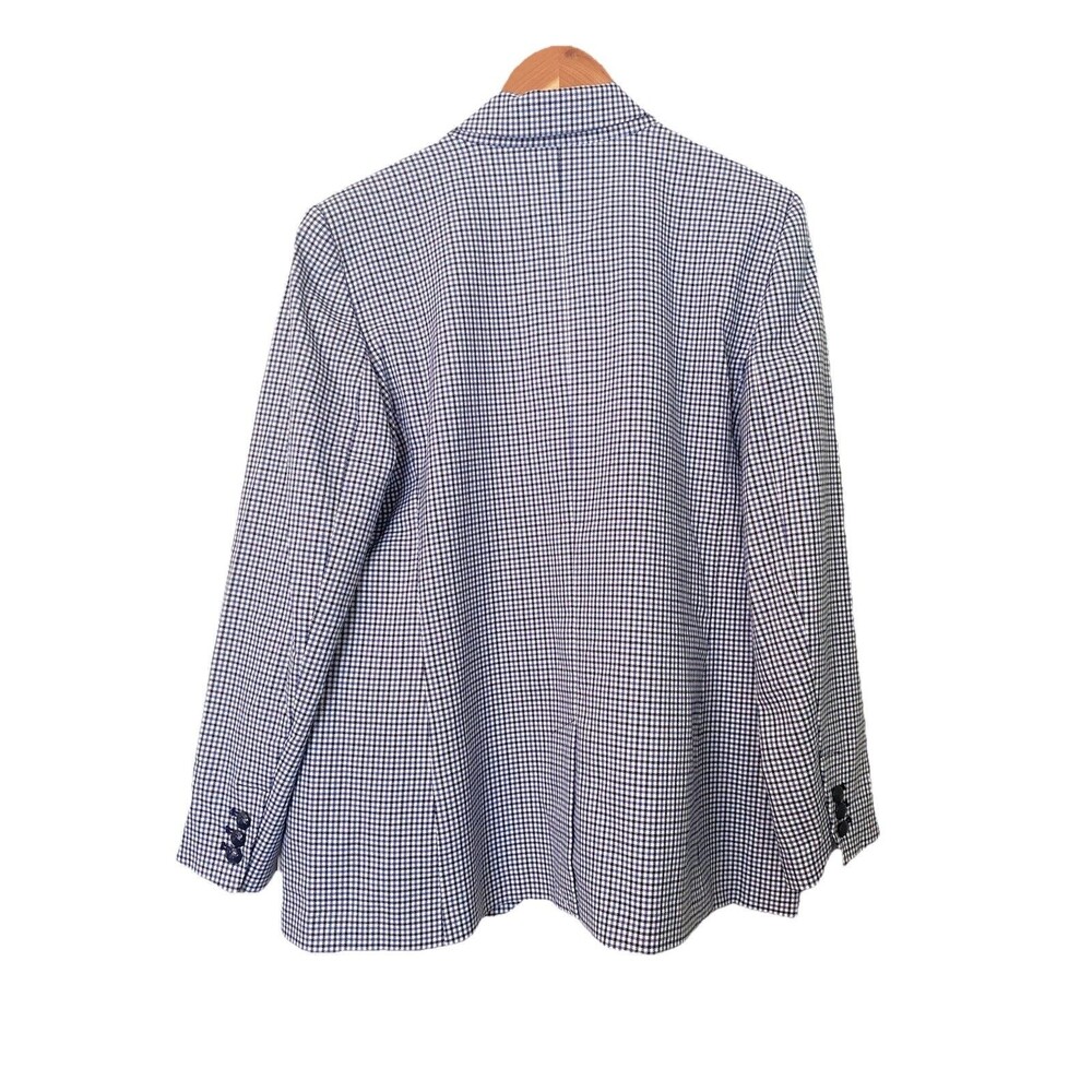 NWT 12P LOFT Navy & White Gingham Blazer |Preppy Coastal Academic Career Jacket - Picture 3 of 11